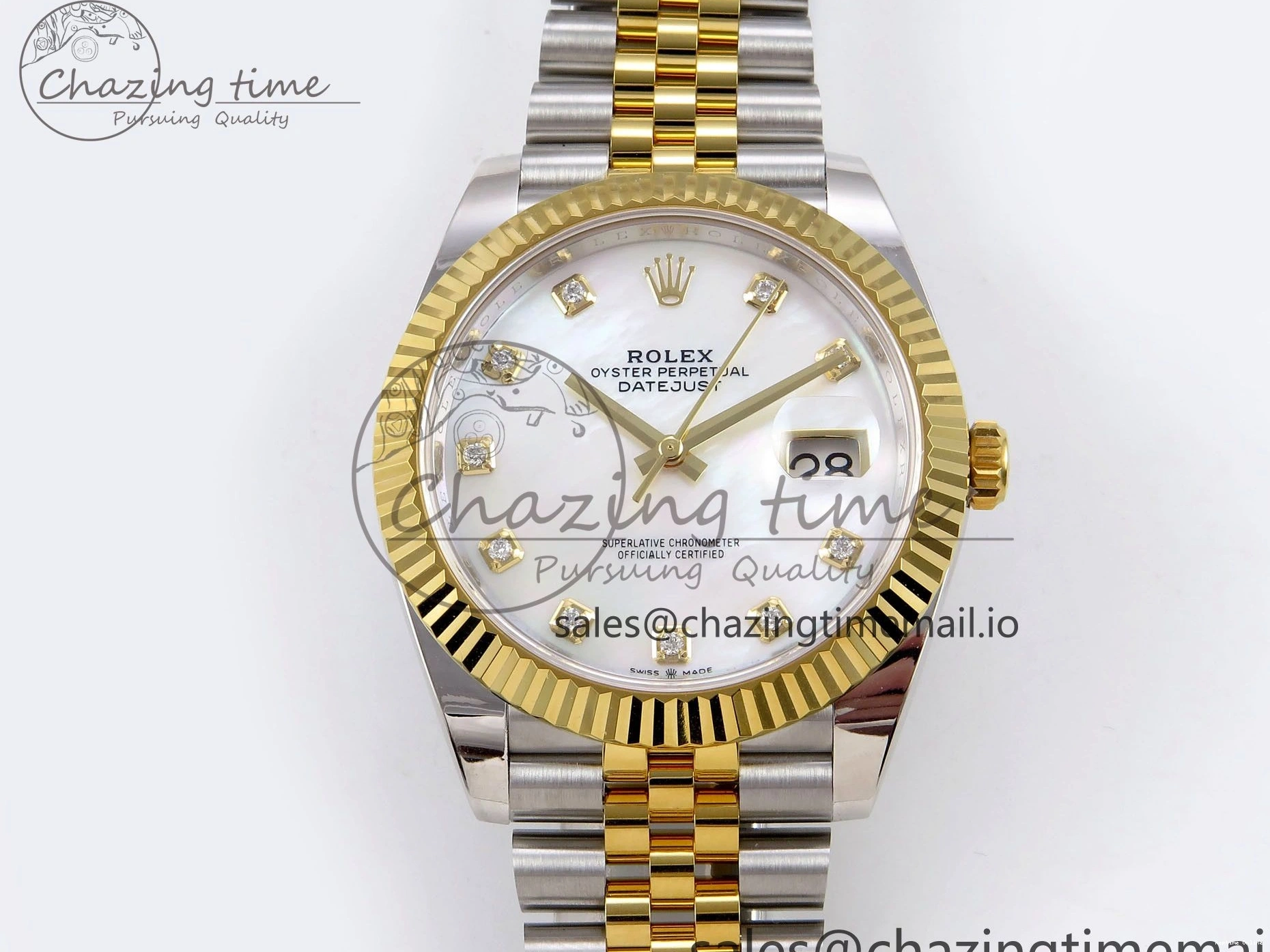 0108 EyeCatching DateJust 41 SS YG ARF 1:1 Best Edition 904L Steel White MOP Dial on Jubilee Bracelet SH3235 (Gain Weight) 1222